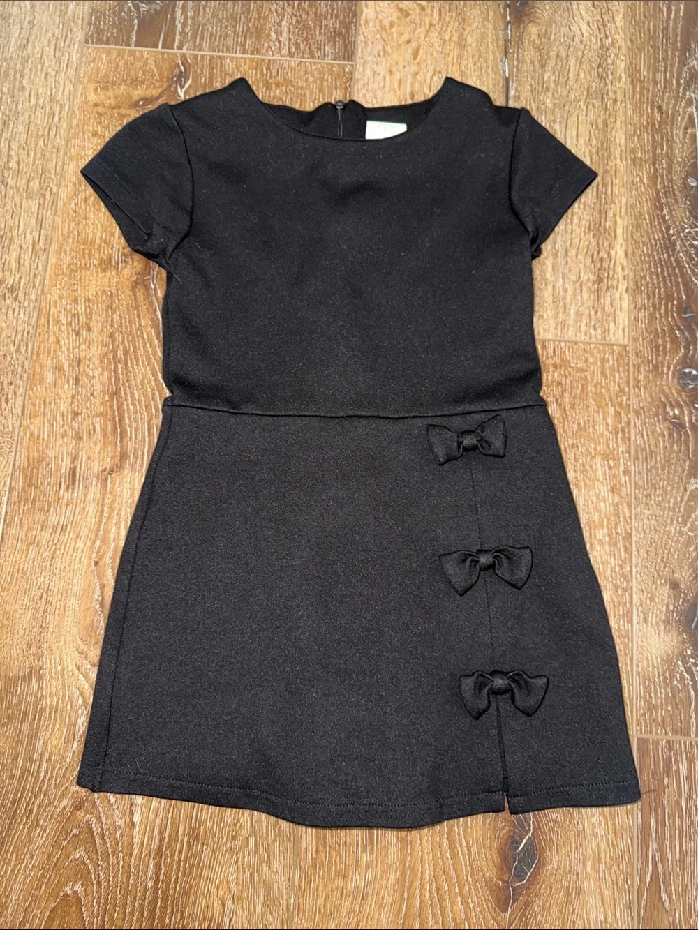 Zara Girls Black Romper with Decorative Bows